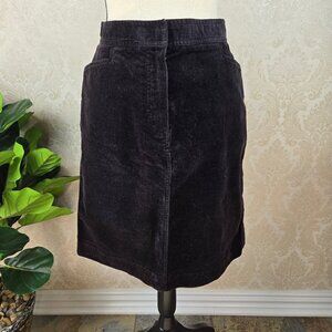 Jones Sport Size 10 Black Stretch Corduroy Skirt Zip Front Fly Pockets